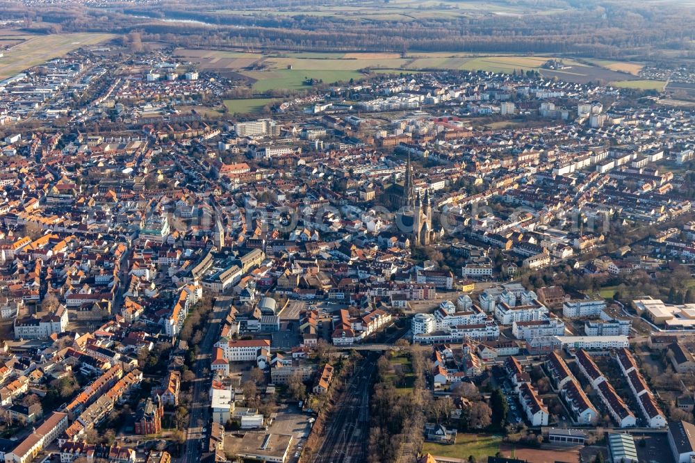 Speyer from above - Old Town area and city center in Speyer in the state Rhineland-Palatinate, Germany