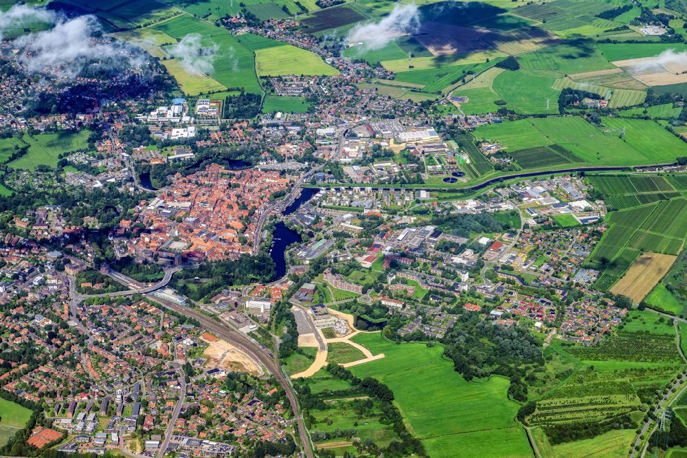 Stade from the bird's eye view: Old Town area and city center in Stade in the state Lower Saxony, Germany