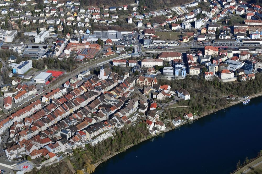 Aerial photograph Waldshut-Tiengen - Old Town area and city center of the district Waldshut in Waldshut-Tiengen in the state Baden-Wurttemberg, Germany