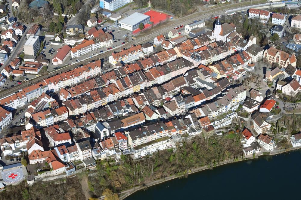 Aerial image Waldshut-Tiengen - Old Town area and city center of the district Waldshut in Waldshut-Tiengen in the state Baden-Wurttemberg, Germany