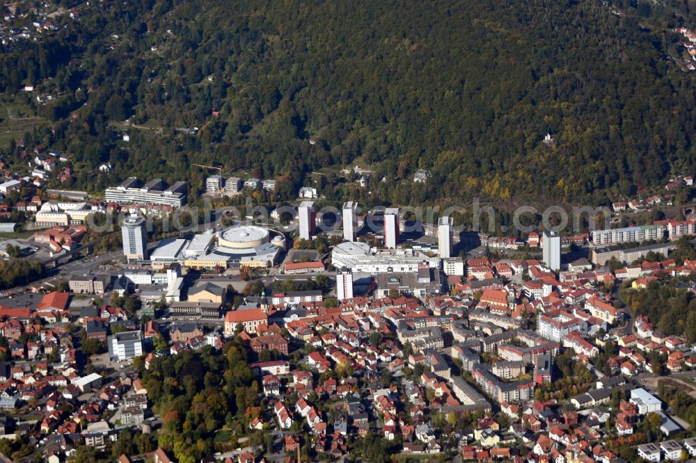 Suhl from the bird's eye view: Old Town area and city center in Suhl in the state Thuringia, Germany