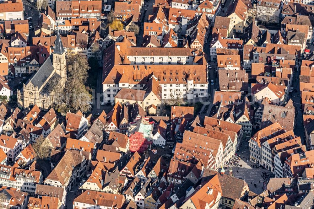 Tübingen from the bird's eye view: Old Town area and city center in Tuebingen in the state Baden-Wurttemberg, Germany