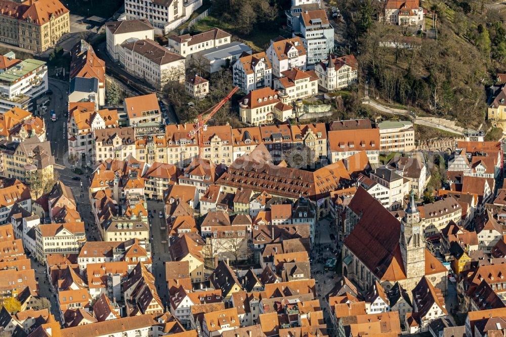 Aerial photograph Tübingen - Old Town area and city center in Tuebingen in the state Baden-Wurttemberg, Germany