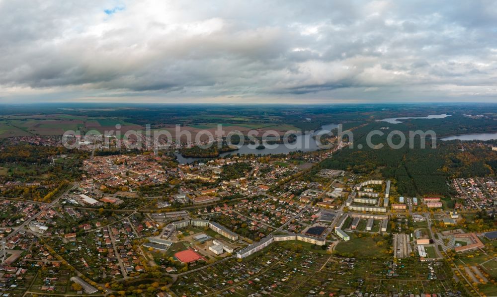 Aerial photograph Templin - Old Town area and city center in Templin in the state Brandenburg, Germany