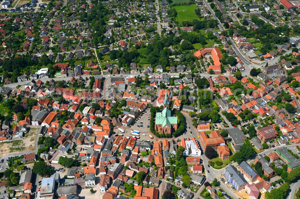 Aerial image Thalingburen - Old Town area and city center in Thalingburen in the state Schleswig-Holstein, Germany