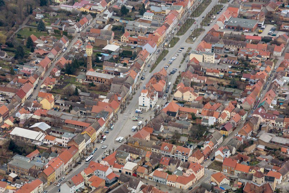 Aerial image Treuenbrietzen - Old Town area and city center in Treuenbrietzen in the state Brandenburg, Germany