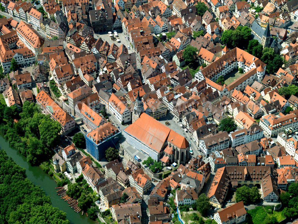 Tübingen from the bird's eye view: Old Town area and city center in the district Derendingen in Tuebingen in the state Baden-Wuerttemberg, Germany