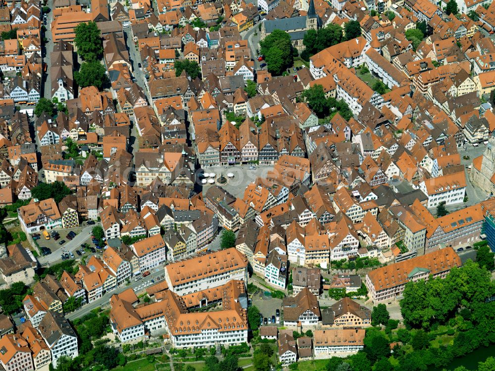 Aerial photograph Tübingen - Old Town area and city center in the district Derendingen in Tuebingen in the state Baden-Wuerttemberg, Germany