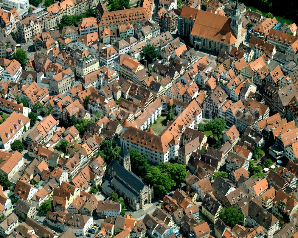 Tübingen from the bird's eye view: Old Town area and city center in the district Derendingen in Tuebingen in the state Baden-Wuerttemberg, Germany