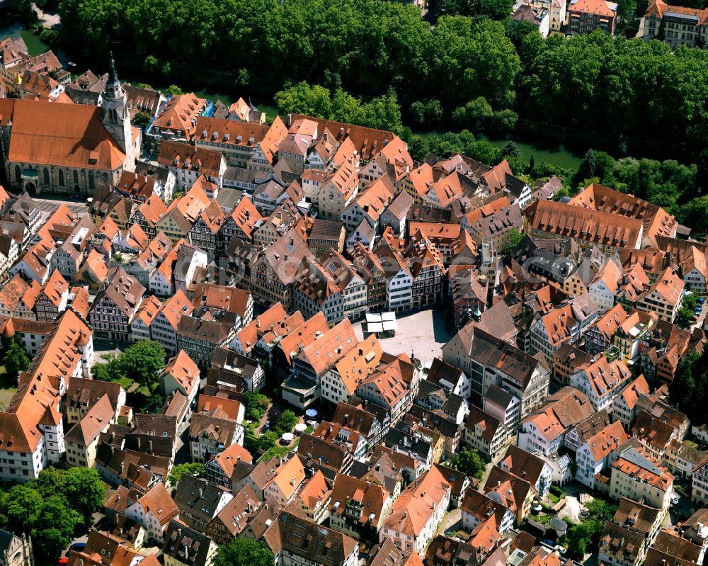 Tübingen from above - Old Town area and city center in the district Derendingen in Tuebingen in the state Baden-Wuerttemberg, Germany