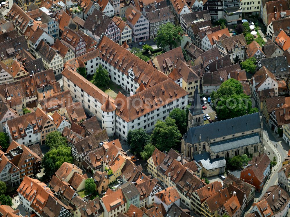 Tübingen from the bird's eye view: Old Town area and city center on street Am Markt in Tuebingen in the state Baden-Wuerttemberg, Germany