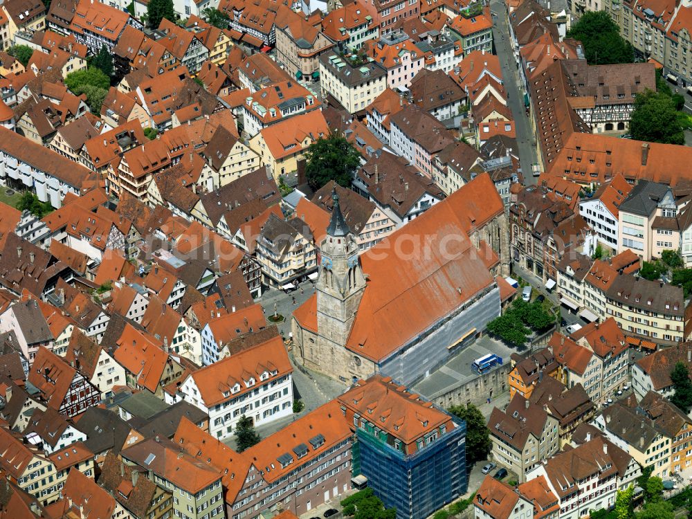 Tübingen from the bird's eye view: Old Town area and city center on street Am Markt in Tuebingen in the state Baden-Wuerttemberg, Germany