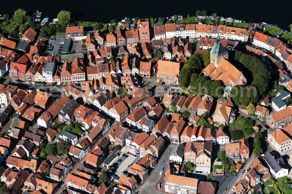 Mölln from above - Old Town area and city center on lake Stadtsee in Moelln in the state Schleswig-Holstein, Germany