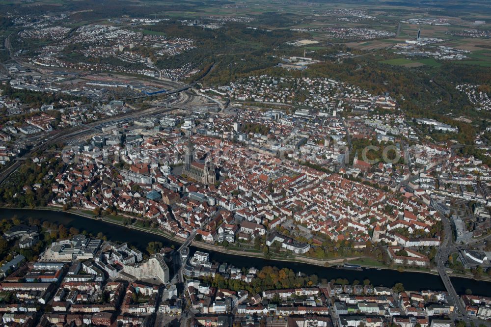 Aerial image Ulm - Old Town area and city center in Ulm in the state Baden-Wuerttemberg, Germany