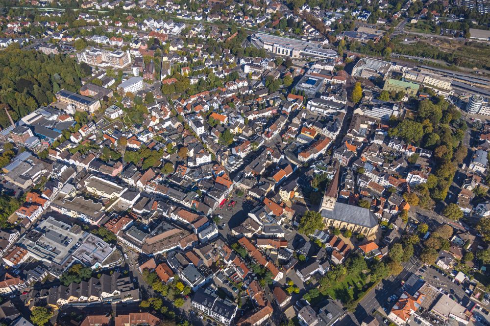 Unna from above - old Town area and city center in Unna at Ruhrgebiet in the state North Rhine-Westphalia, Germany