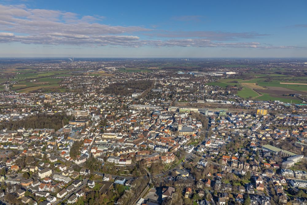 Aerial image Unna - old Town area and city center in Unna at Ruhrgebiet in the state North Rhine-Westphalia, Germany