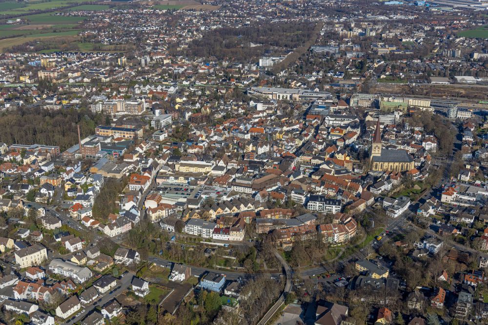 Aerial photograph Unna - old Town area and city center in Unna at Ruhrgebiet in the state North Rhine-Westphalia, Germany