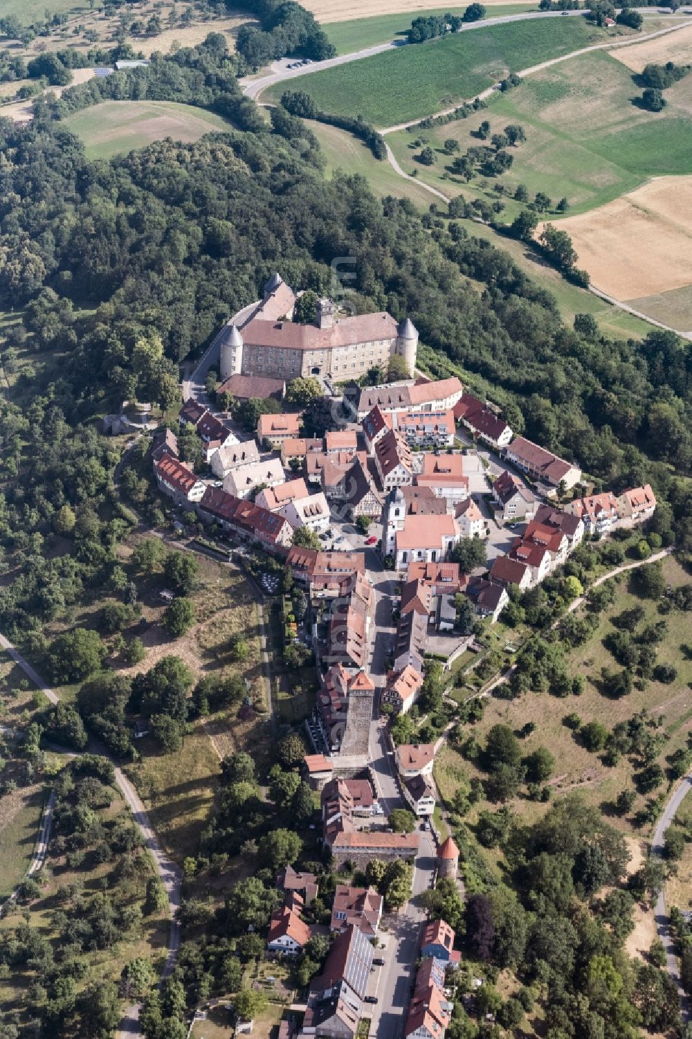 Aerial photograph Waldenburg - Old Town area and city center in Waldenburg in the state Baden-Wurttemberg, Germany