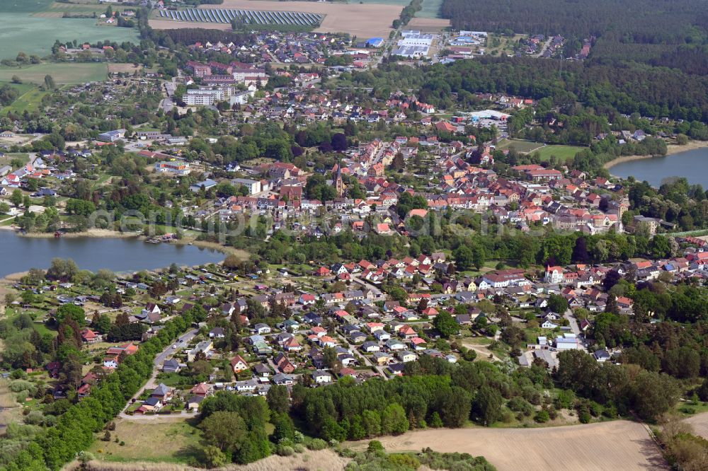 Aerial image Warin - Old Town area and city center in Warin in the state Mecklenburg - Western Pomerania, Germany