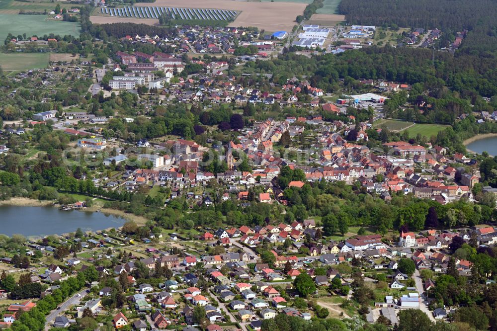 Aerial photograph Warin - Old Town area and city center in Warin in the state Mecklenburg - Western Pomerania, Germany