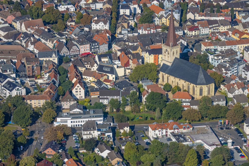 Unna from above - old Town area and city center on Wasserstrasse in Unna at Ruhrgebiet in the state North Rhine-Westphalia, Germany