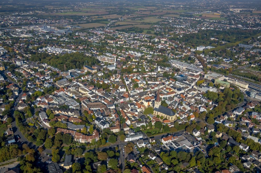 Unna from above - old Town area and city center on Wasserstrasse in Unna at Ruhrgebiet in the state North Rhine-Westphalia, Germany