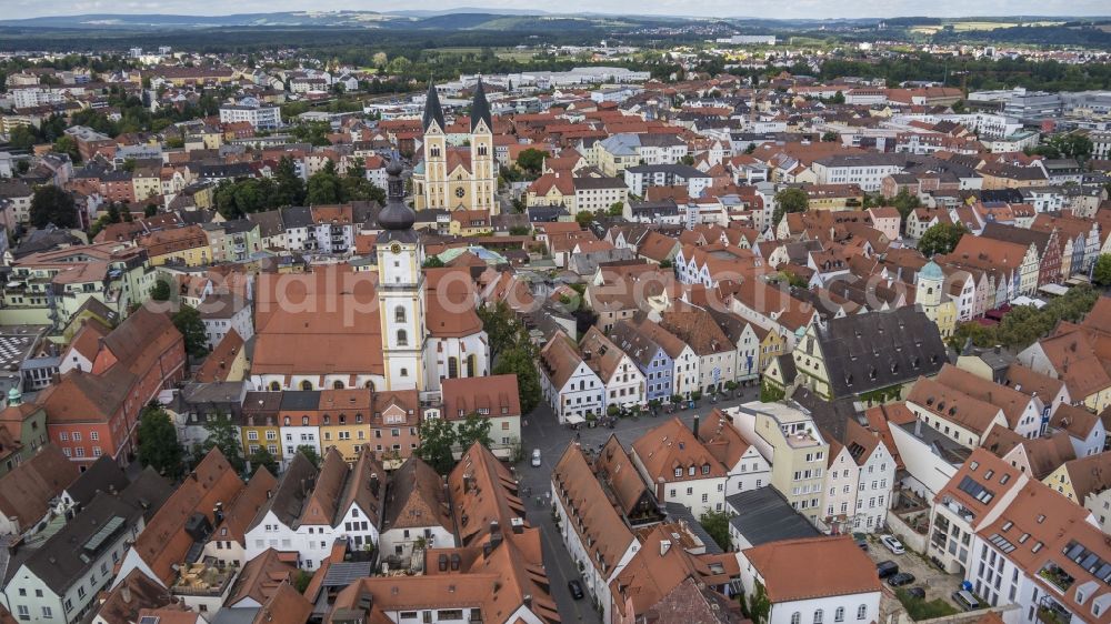 Aerial image Weiden in der Oberpfalz - Old Town area with the marketplace and city center Weiden in the upper palatinate in the state of Bavaria