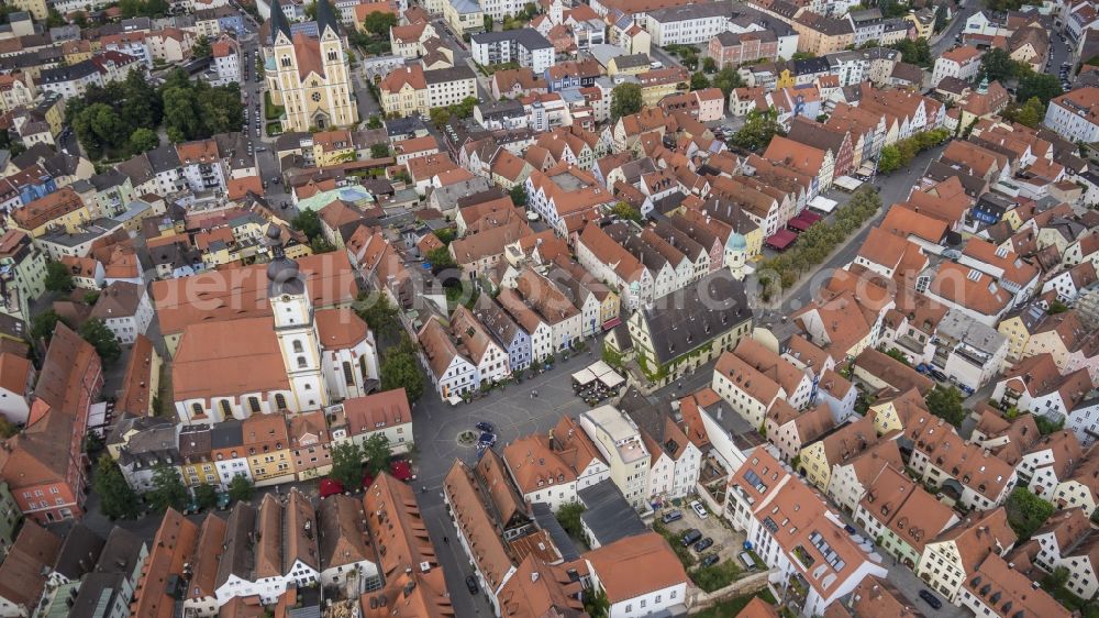 Weiden in der Oberpfalz from the bird's eye view: Old Town area with the marketplace and city center Weiden in the upper palatinate in the state of Bavaria