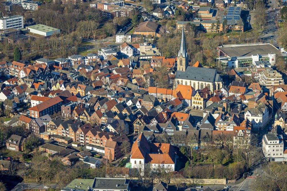 Werne from the bird's eye view: Old Town area and city center in Werne in the state North Rhine-Westphalia