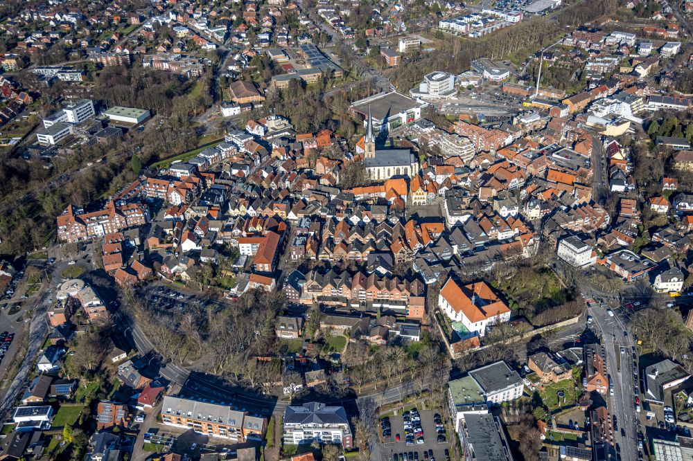 Werne from above - Old Town area and city center in Werne in the state North Rhine-Westphalia, Germany