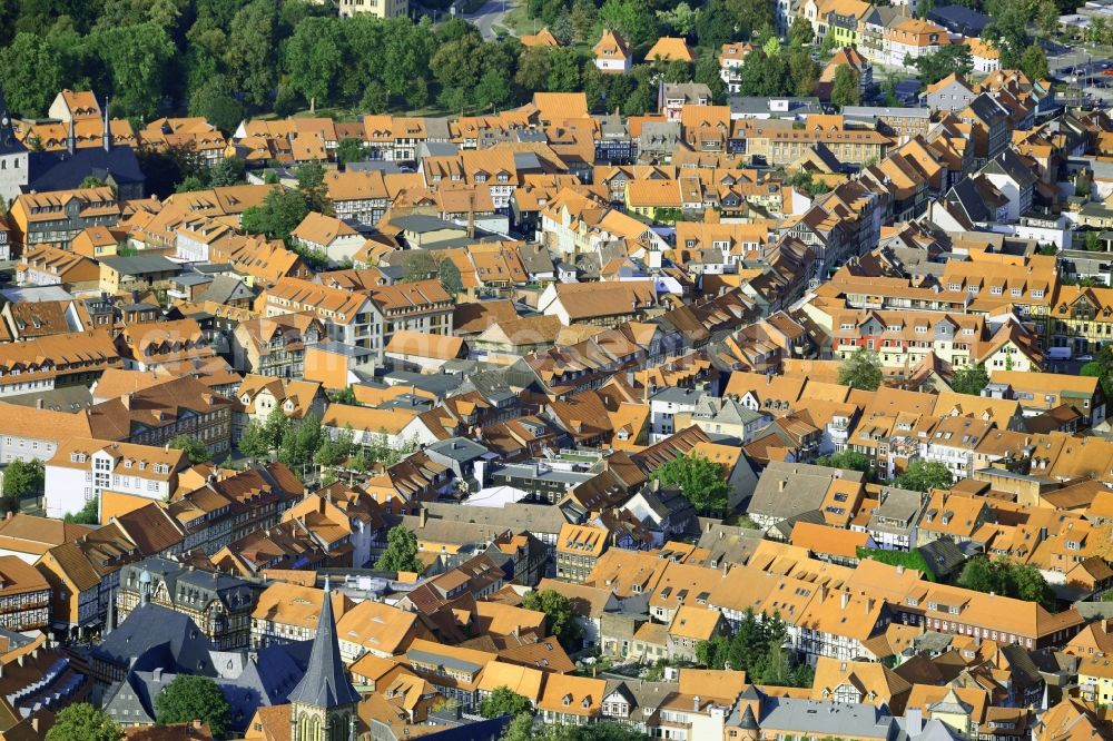 Aerial image Wernigerode - Old Town area and city center in Wernigerode in the state Saxony-Anhalt, Germany