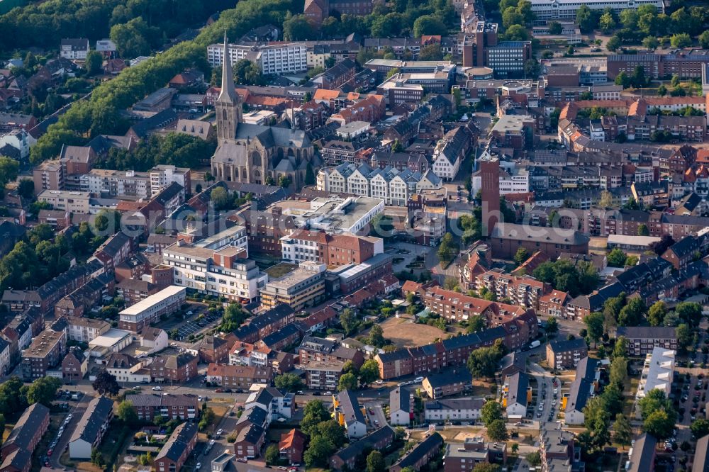 Wesel from above - Old Town area and city center in Wesel at Ruhrgebiet in the state North Rhine-Westphalia, Germany
