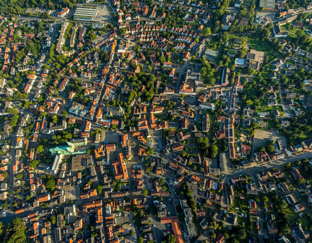 Aerial photograph Westönnen - Old Town area and city center in Westönnen at Ruhrgebiet in the state North Rhine-Westphalia, Germany