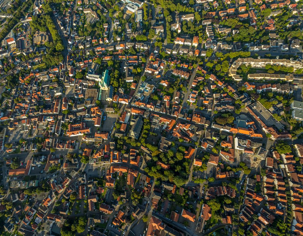 Westönnen from above - Old Town area and city center in Westönnen at Ruhrgebiet in the state North Rhine-Westphalia, Germany