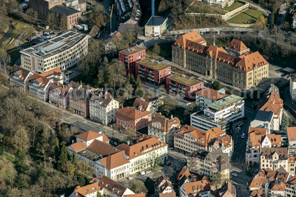 Aerial photograph Tübingen - Old Town area and city center Wilhelmstrasse u Landgericht Tuebingen in Tuebingen in the state Baden-Wurttemberg, Germany