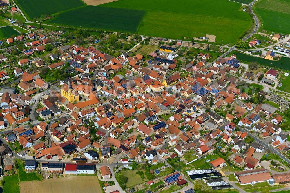 Aerial image Willanzheim - Old Town area and city center in Willanzheim in the state Bavaria, Germany
