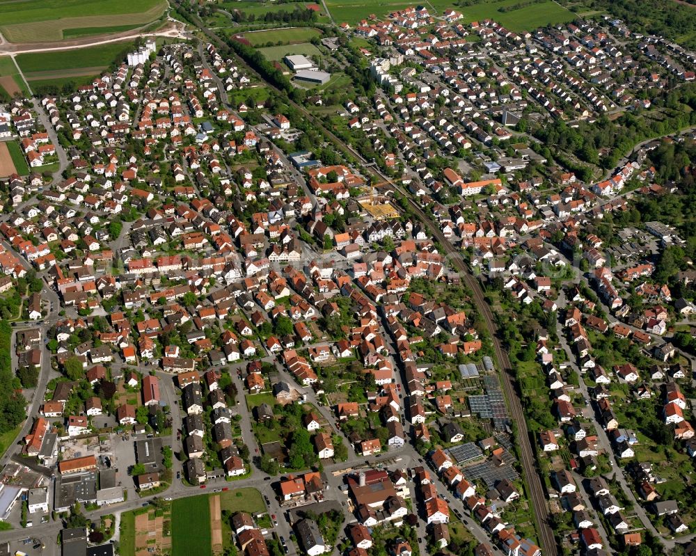 Aerial image Winterbach - Old Town area and city center in Winterbach in the state Baden-Wuerttemberg, Germany