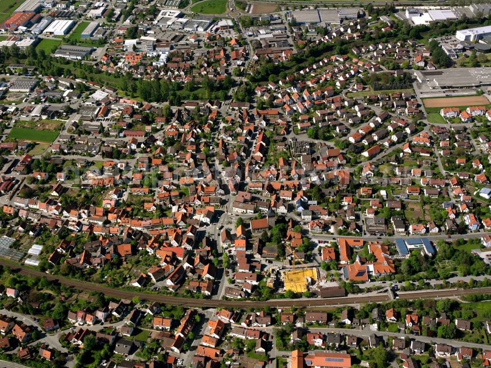 Aerial photograph Winterbach - Old Town area and city center in Winterbach in the state Baden-Wuerttemberg, Germany