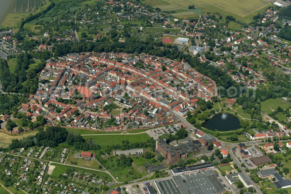 Wittstock/Dosse from above - Old Town area and city center in Wittstock/Dosse in the state Brandenburg, Germany
