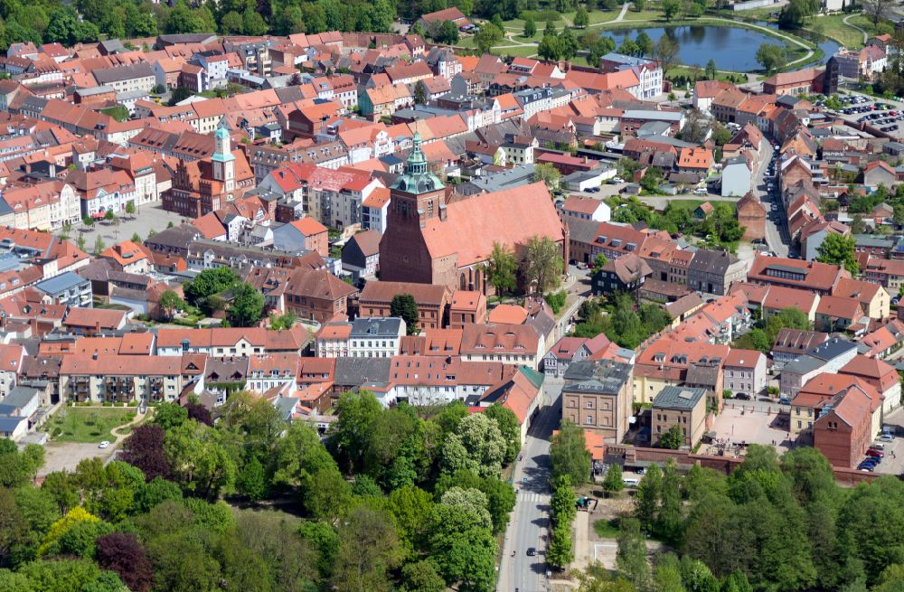 Aerial image Wittstock/Dosse - Old Town area and city center in Wittstock/Dosse in the state Brandenburg, Germany