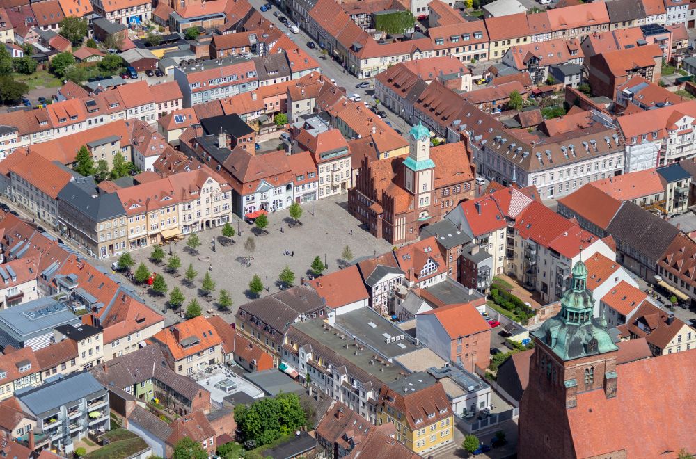 Aerial photograph Wittstock/Dosse - Old Town area and city center in Wittstock/Dosse in the state Brandenburg, Germany