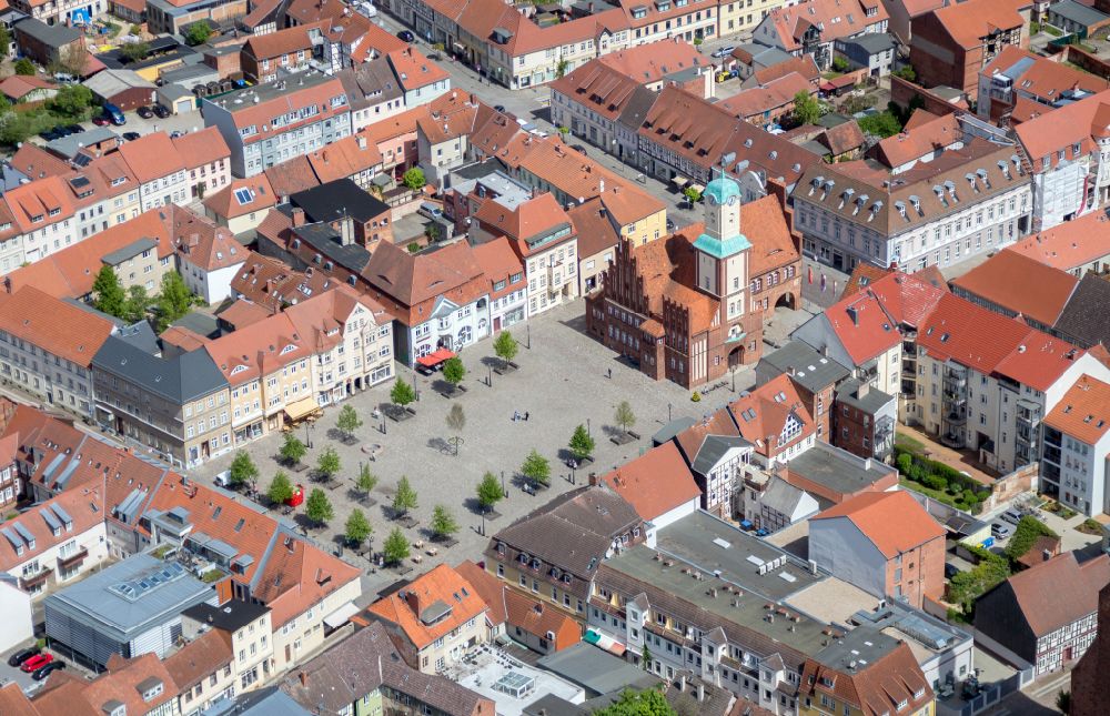 Wittstock/Dosse from above - Old Town area and city center in Wittstock/Dosse in the state Brandenburg, Germany