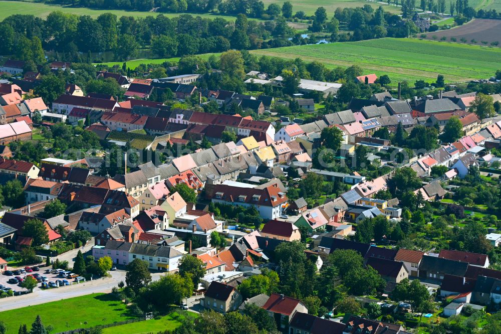 Wörlitz from the bird's eye view: Old Town area and city center in Wörlitz in the state Saxony-Anhalt, Germany