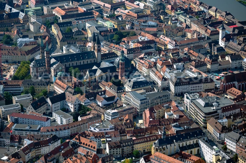 Aerial photograph Würzburg - Old Town area and city center in Wuerzburg in the state Bavaria, Germany