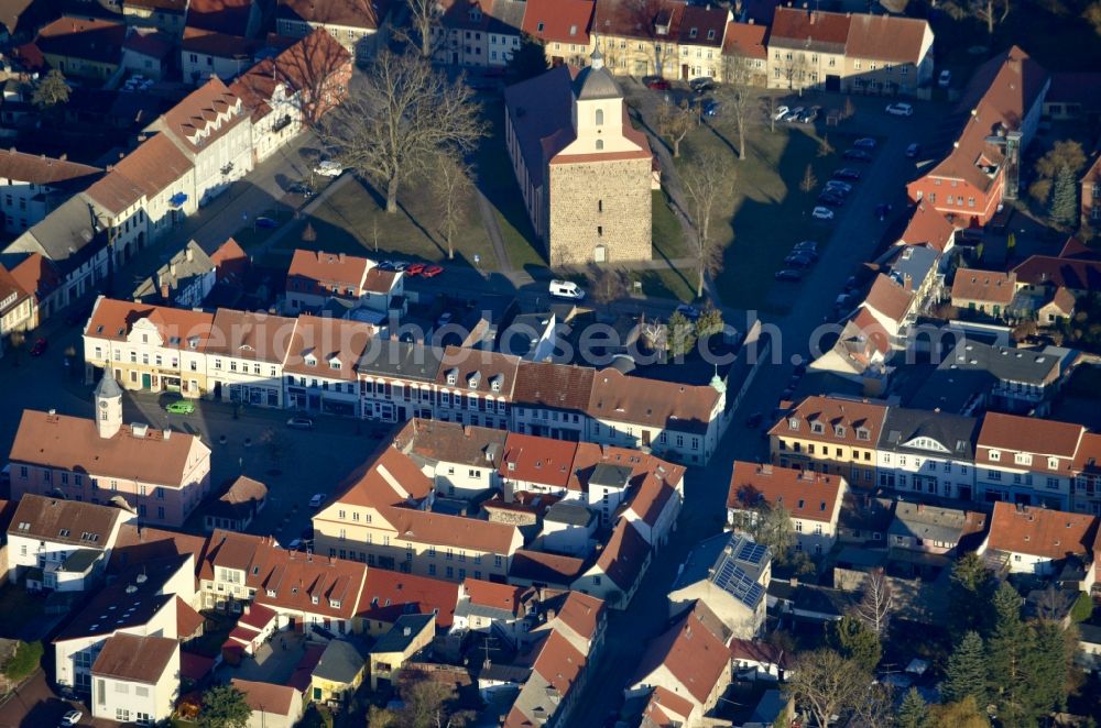 Aerial image Zehdenick - Old Town area and city center in Zehdenick in the state Brandenburg, Germany