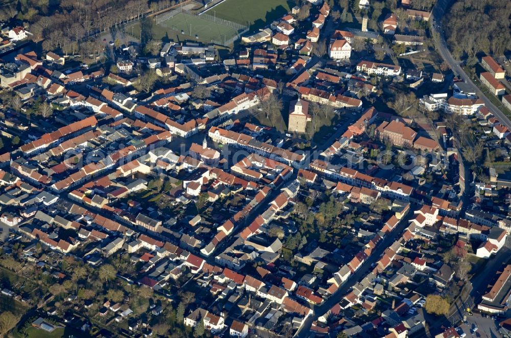 Aerial photograph Zehdenick - Old Town area and city center in Zehdenick in the state Brandenburg, Germany