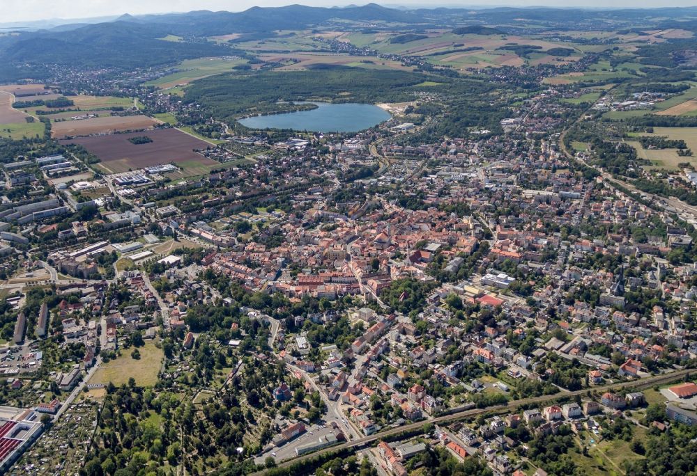Zittau from the bird's eye view: Old Town area and city center of Zittau in the state Saxony, Germany