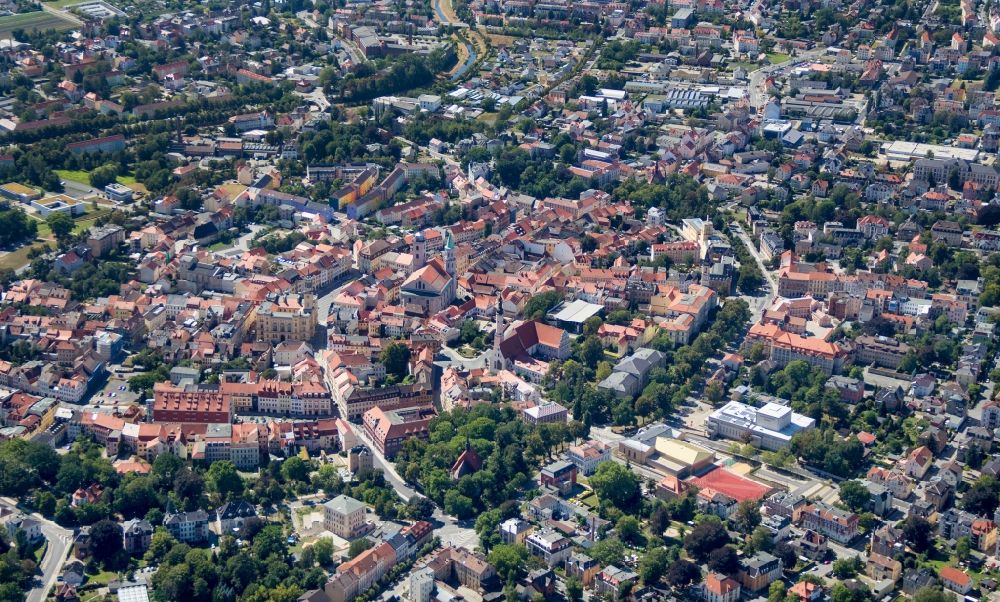 Aerial photograph Zittau - Old Town area and city center of Zittau in the state Saxony, Germany