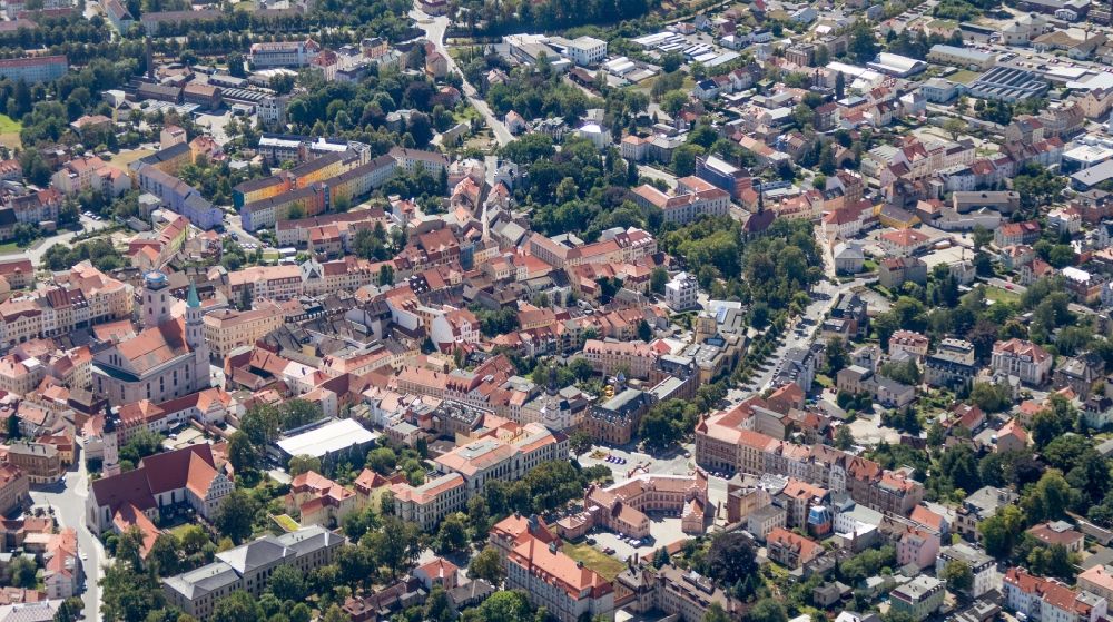 Aerial photograph Zittau - Old Town area and city center of Zittau in the state Saxony, Germany
