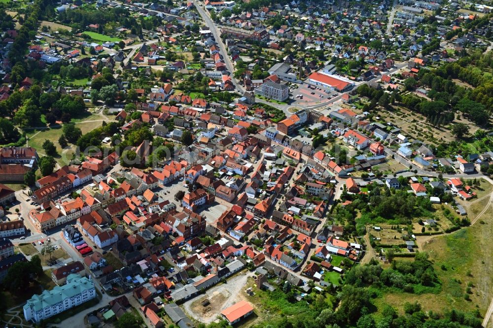 Neustadt-Glewe from above - Old Town area and city center in Neustadt-Glewe in the state Mecklenburg - Western Pomerania, Germany